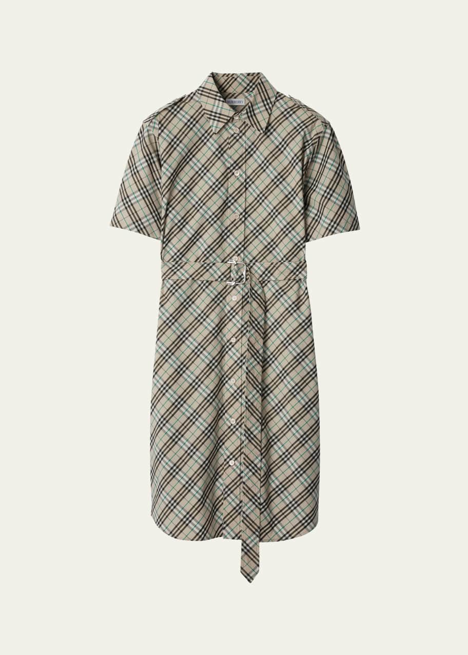 burberry check cotton shirt dress Burberry Midi Dresses