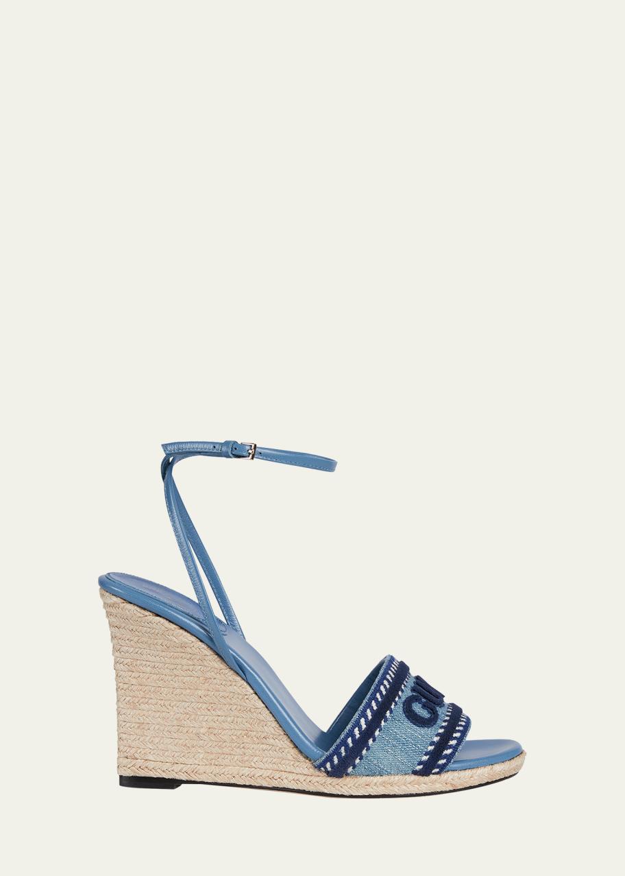 Gucci Ines Logo Denim Wedge Espadrilles - Bergdorf Goodman display picture 2