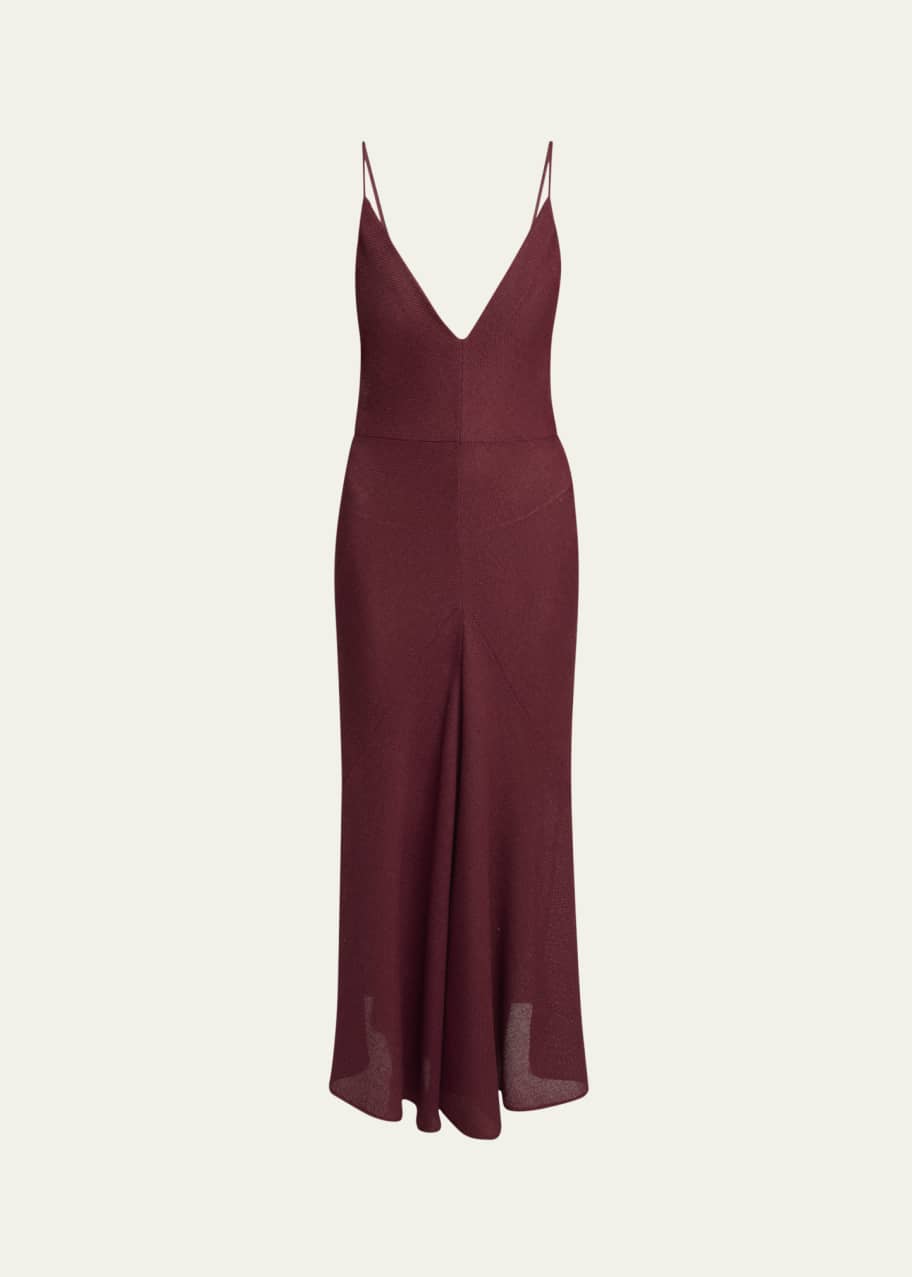 Image 1 of 1: Brigita Backless Fluted Alpaca Slip Dress