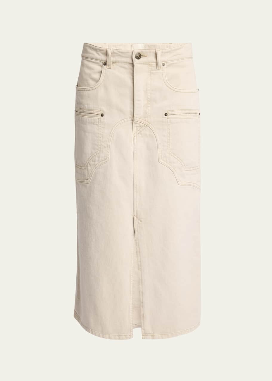 Isabel Marant Britt Western Denim Slit Midi Skirt - Bergdorf