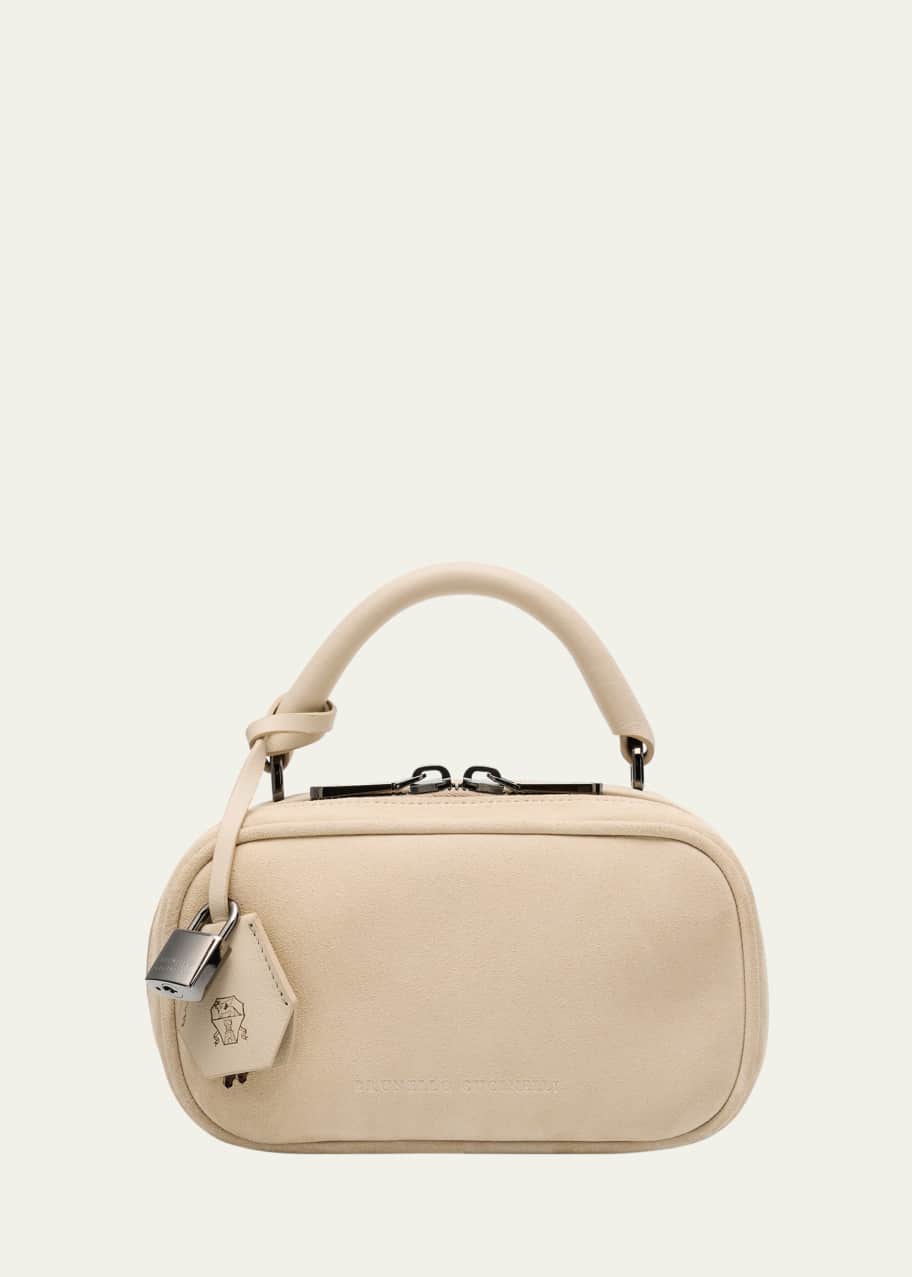 Image 1 of 1: Mini Zip Suede Top-Handle Bag