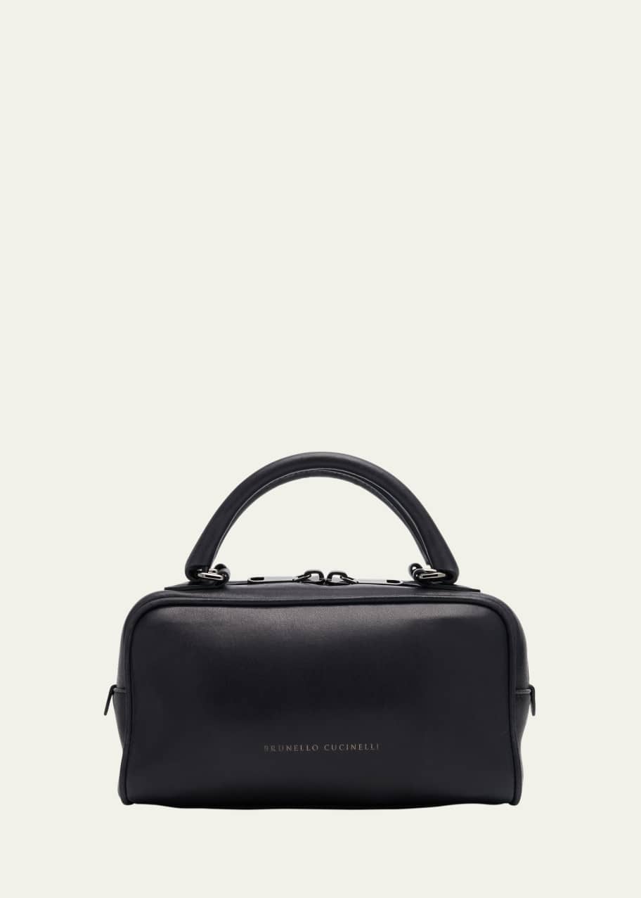 Image 1 of 1: Medium Glossy Napa Boston Top-Handle Bag