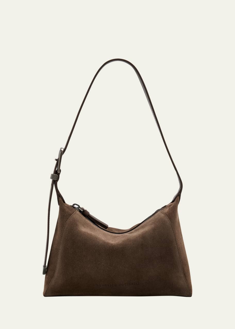 Brunello Cucinelli Monili Zip Leather Shoulder Bag