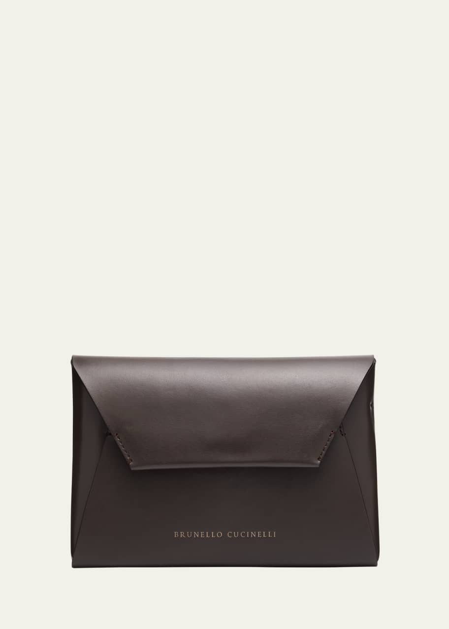 Image 1 of 1: Envelope Flap Leather Clutch Bag
