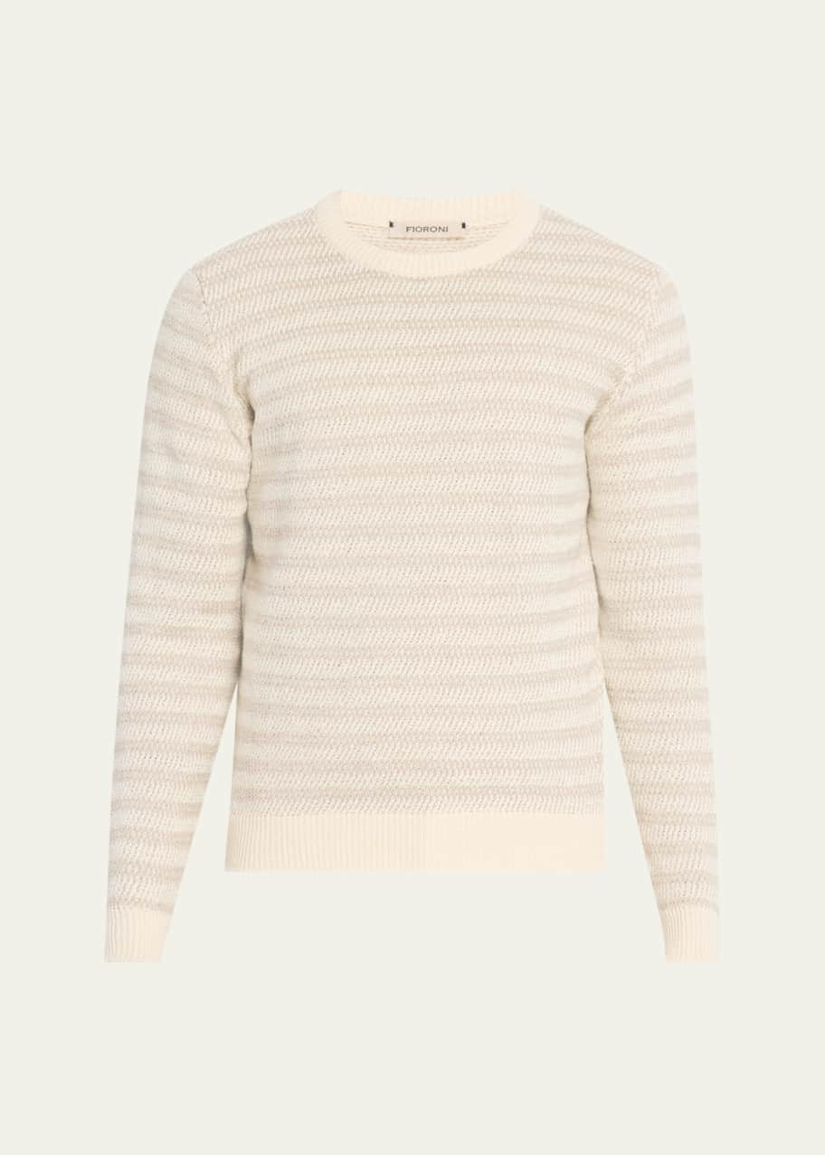 Image 1 of 1: Men's Cotton Stripe Crewneck Sweater