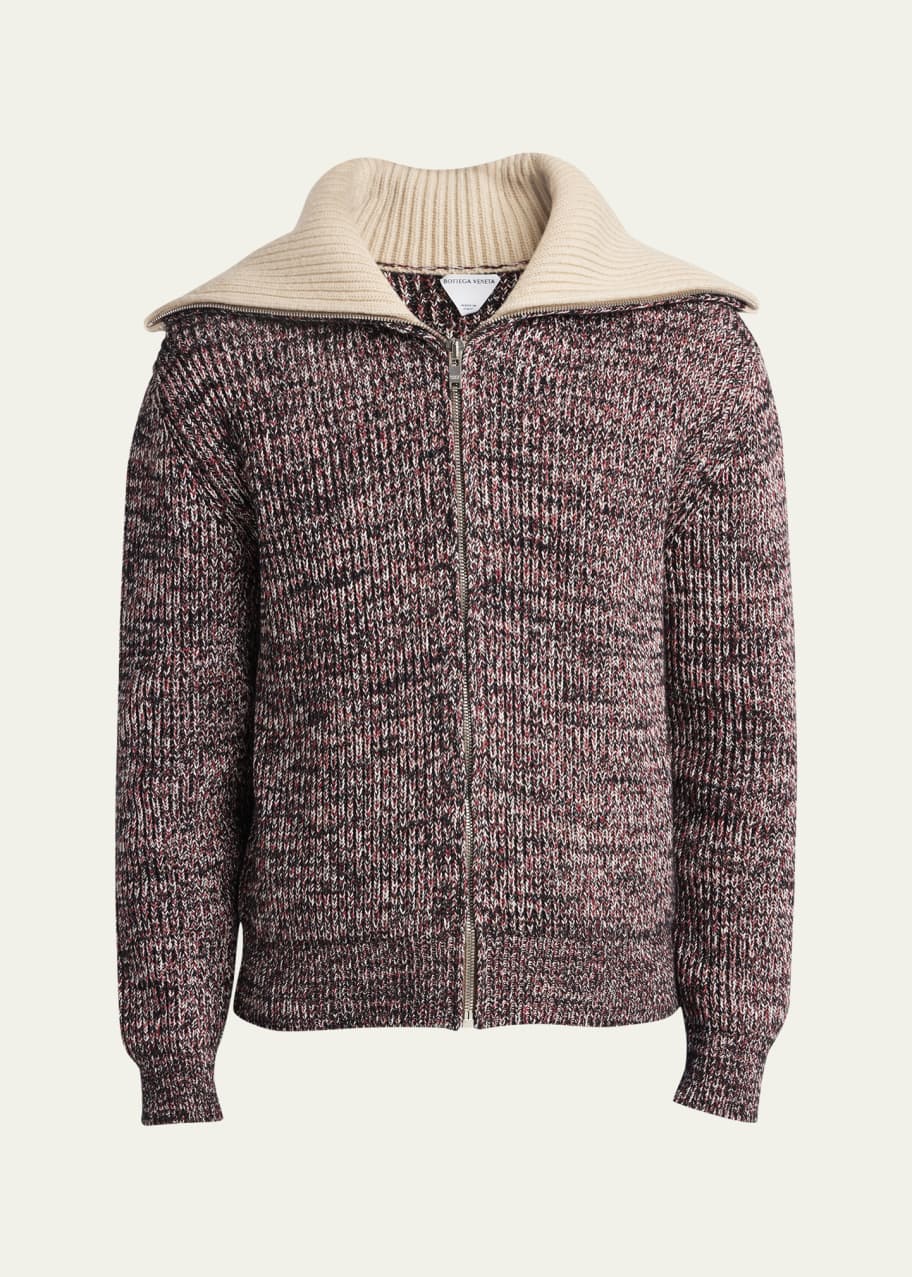 Image 1 of 1: Men's Melange Sailor Collar Zip Sweater