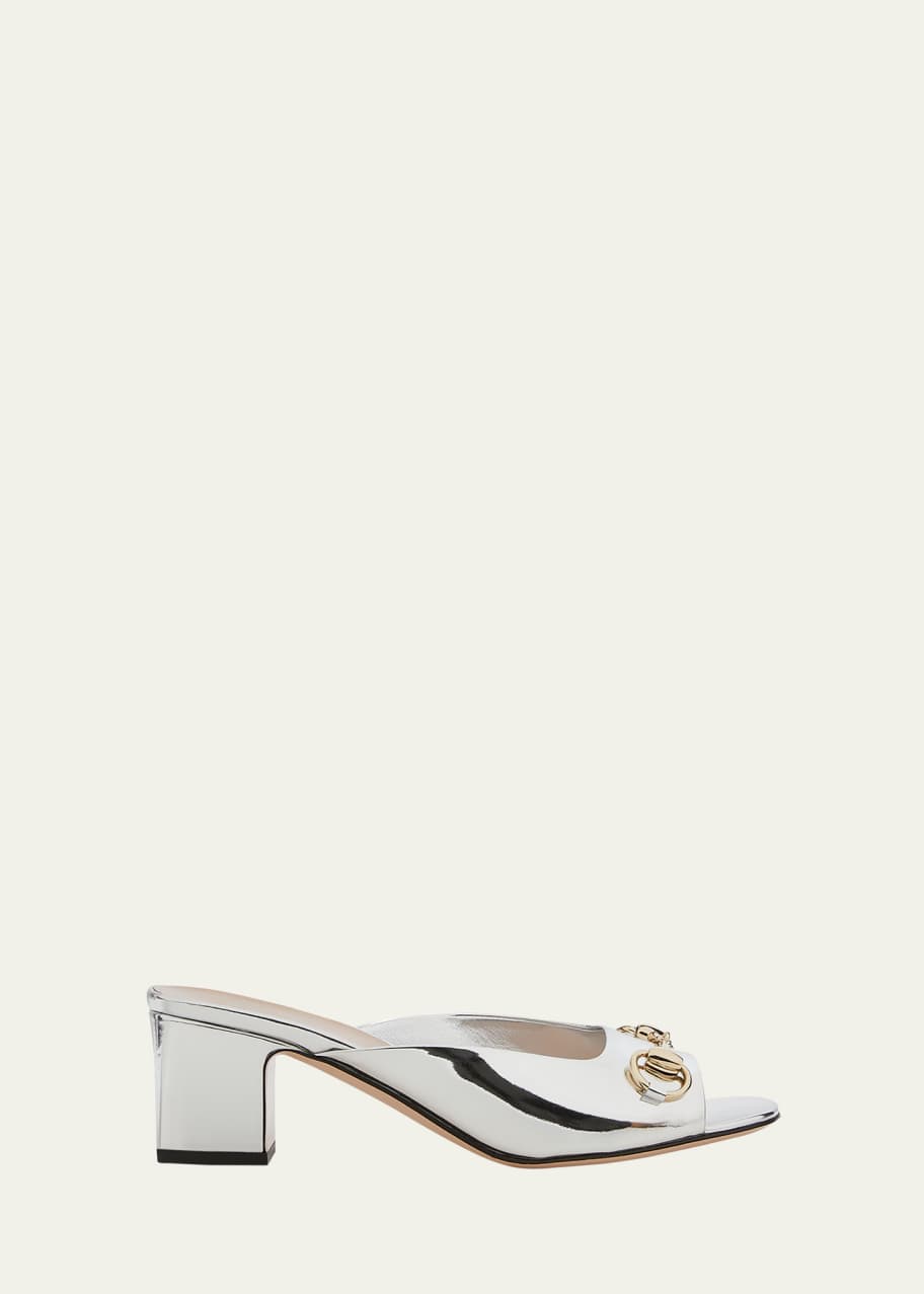 Gucci Lady Metallic Horsebit Slide Sandals - Bergdorf Goodman