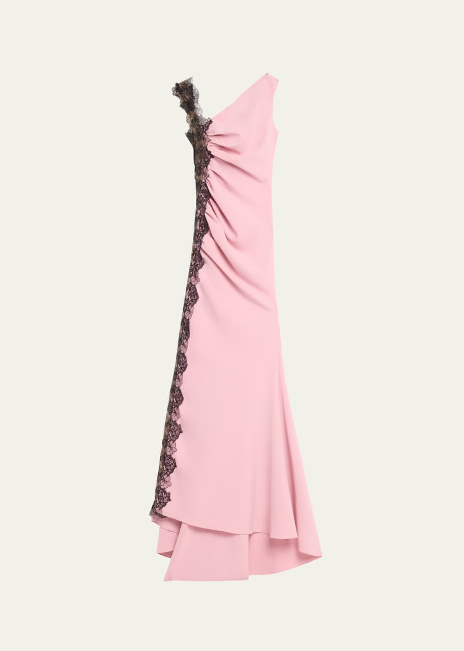Image 1 of 1: Hannah Lace Crepe Trumpet Gown