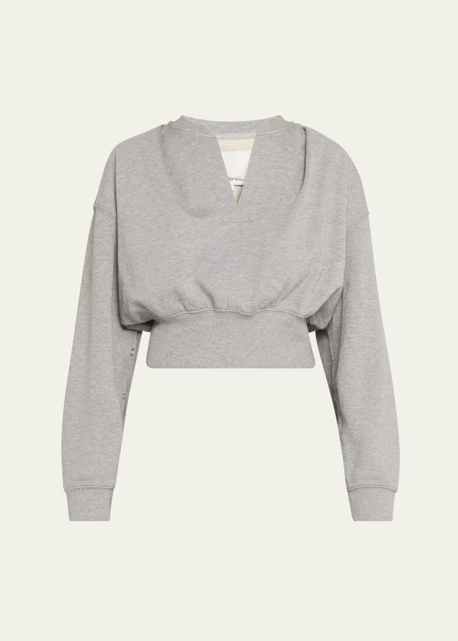 3.1 Phillip Lim Cropped Sweatshirt with Inseam Snaps - Bergdorf