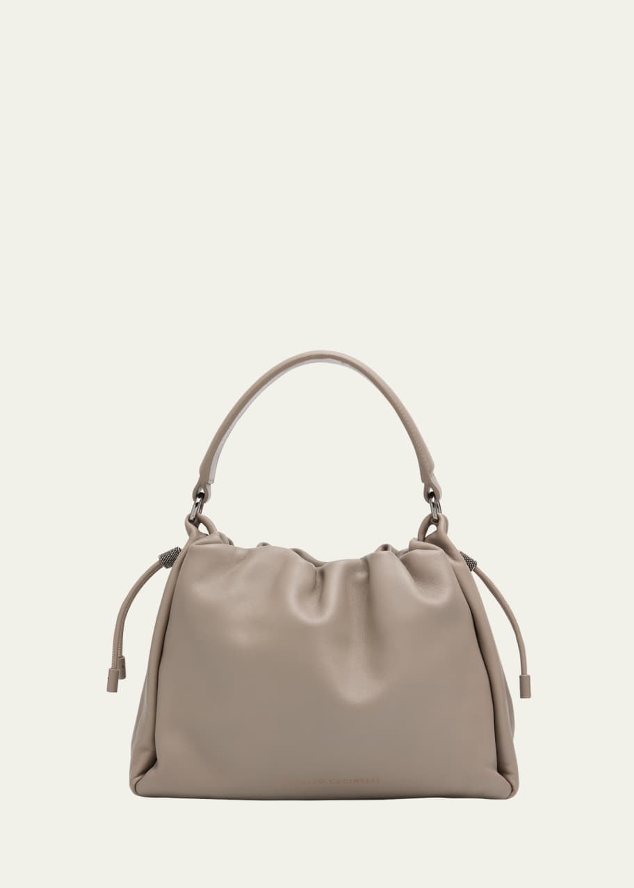 Brunello Cucinelli Drawstring Lambskin Crossbody Bag