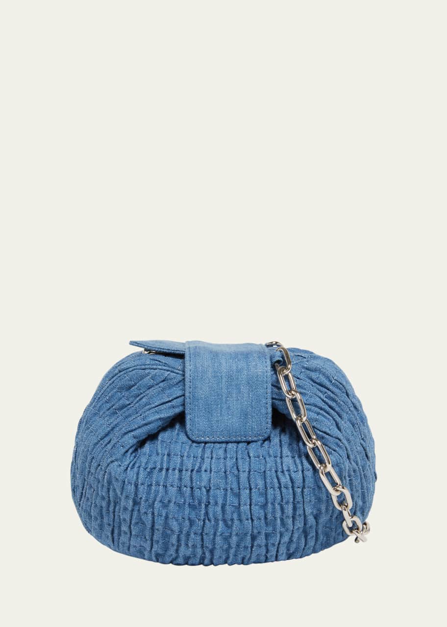 Gabriela Hearst Demi Ruched Denim Clutch Bag - Bergdorf Goodman
