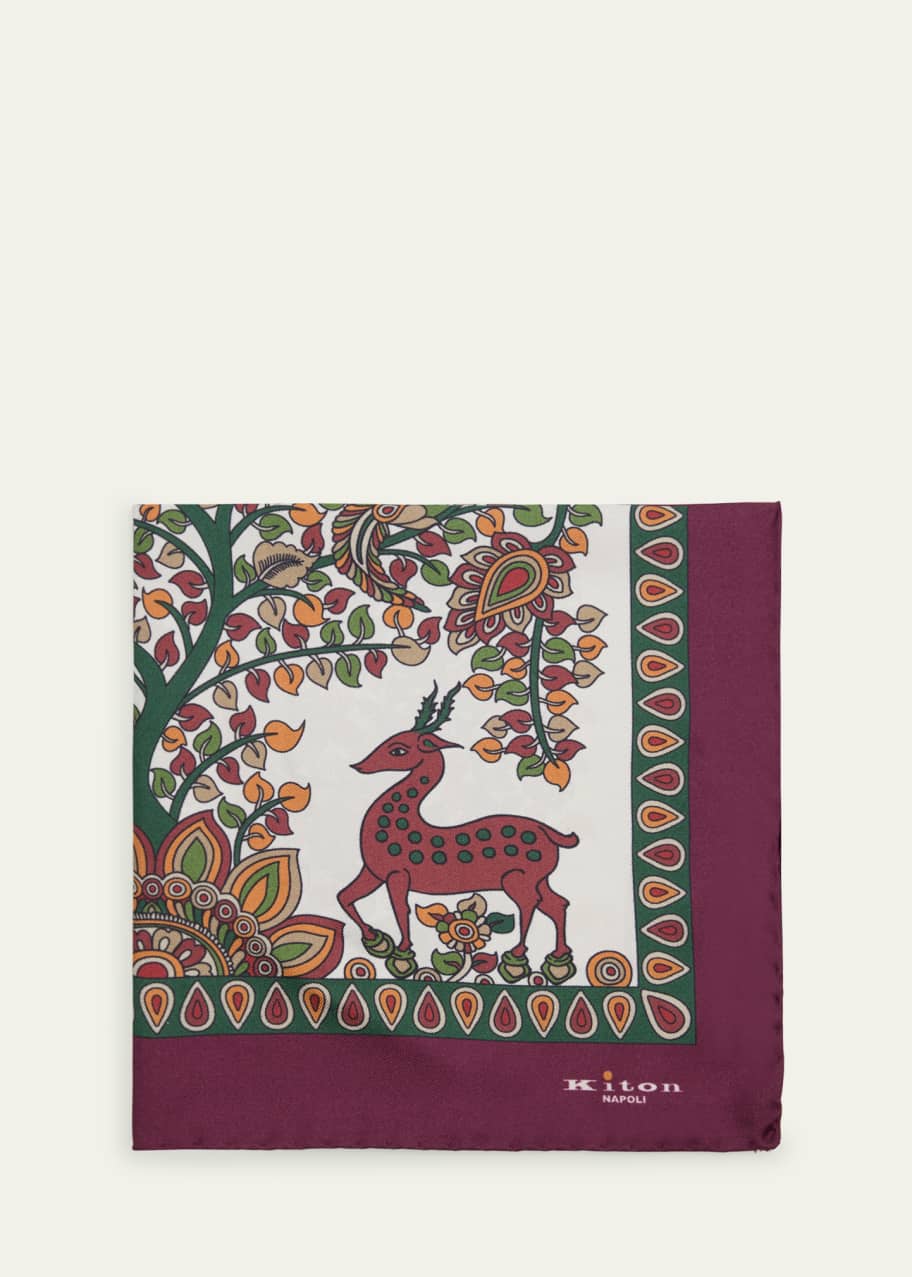 Image 1 of 1: Men's Printed Silk Pocket Square