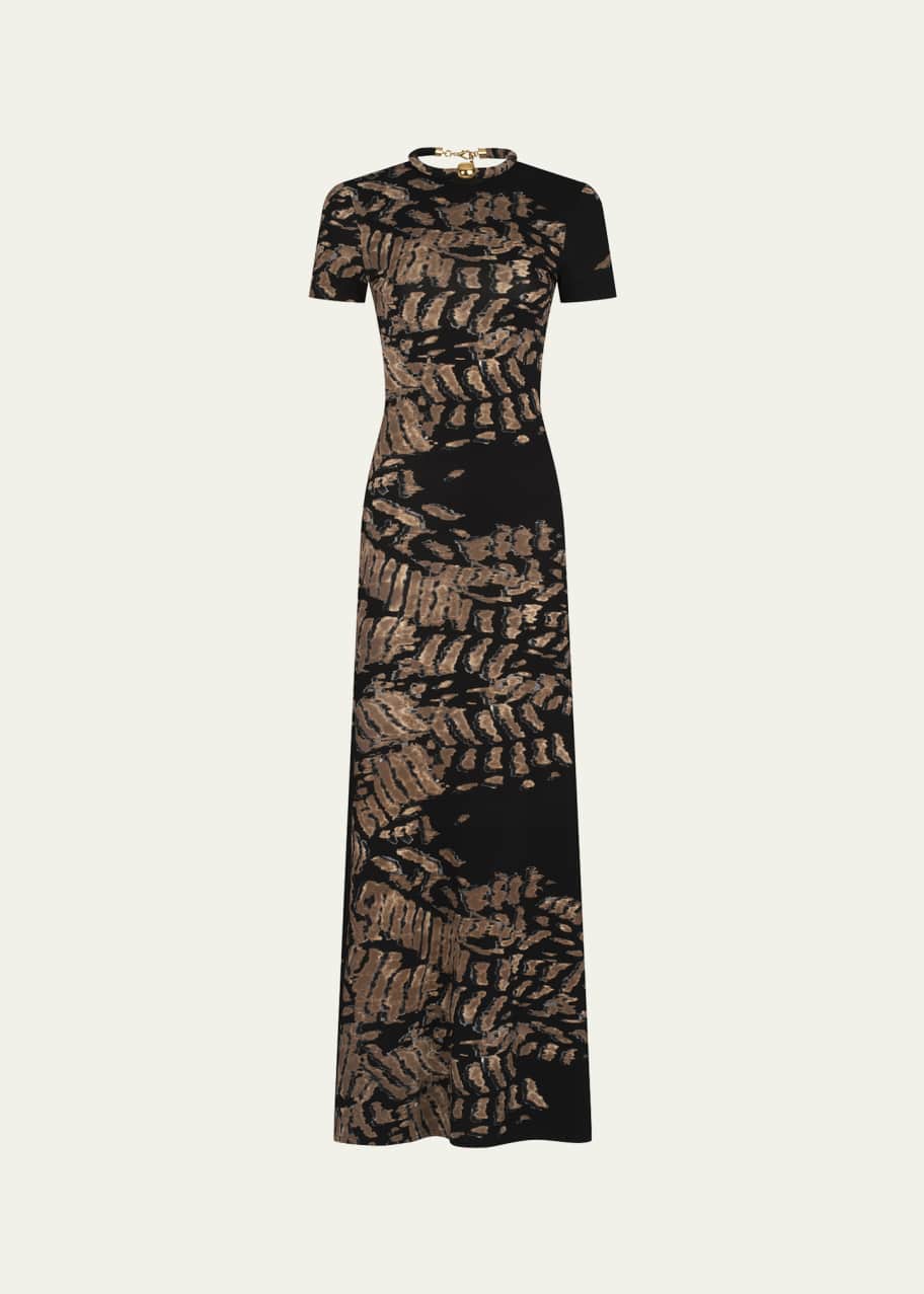 Image 1 of 1: Yara Tubular-Neck Short-Sleeve Maxi Dress