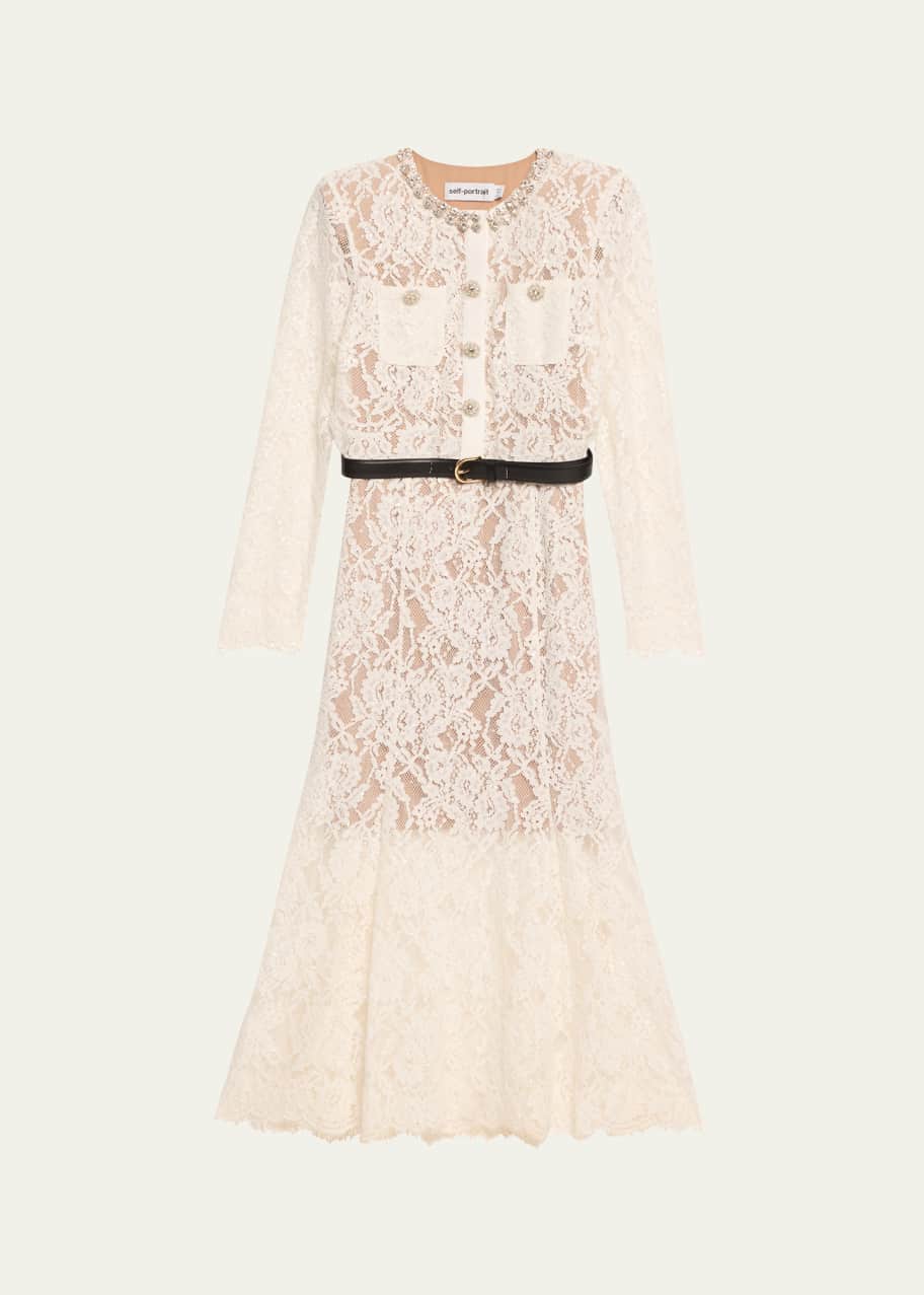 Self-Portrait Embellished Lace Midi Dress - Bergdorf Goodman