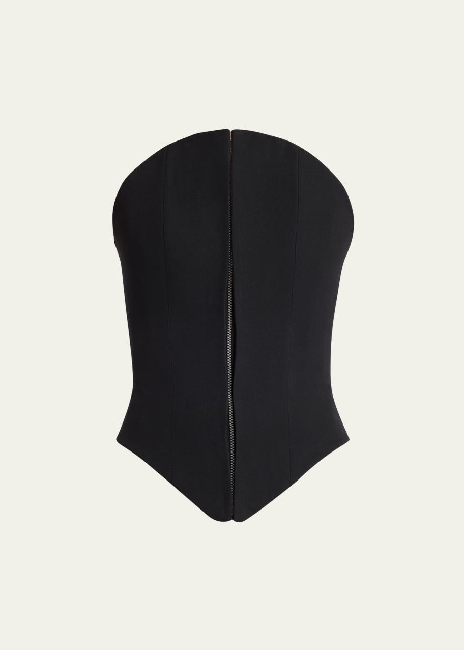 McQueen Curved Strapless Zip-Front Bustier Top - Bergdorf Goodman