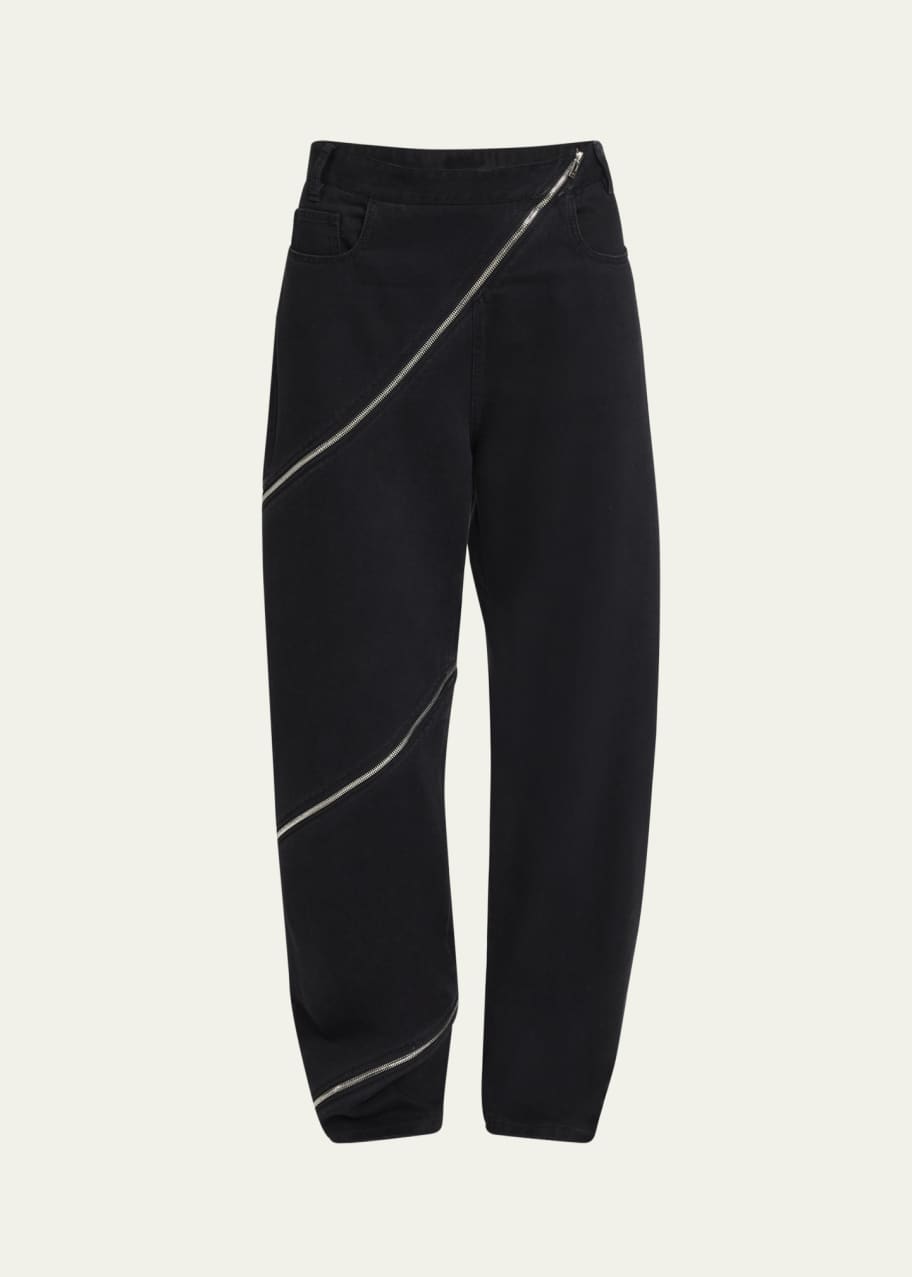 Image 1 of 1: Zipper Spiral Straight-Leg Pants