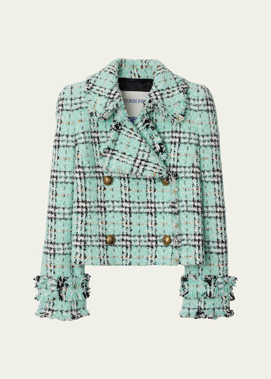 Image 1 of 1: Tweed Check Double-Breasted Jacket