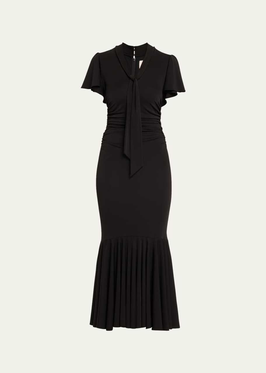 Image 1 of 1: Hertha Tie-Neck Midi Dress
