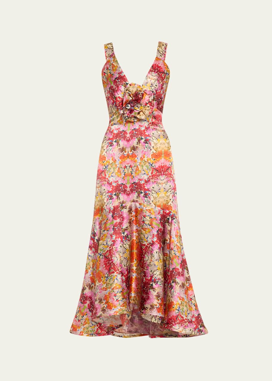 Image 1 of 1: Saskya Printed High-Low Midi Dress