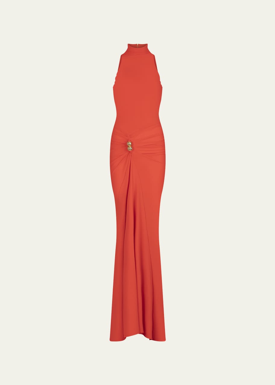 Silvia Tcherassi Frances Cutout Gathered Jersey Gown - Bergdorf Goodman