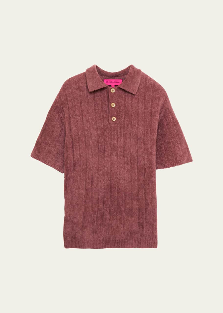 Image 1 of 1: Men's Chenille Ribbed Polo Shirt