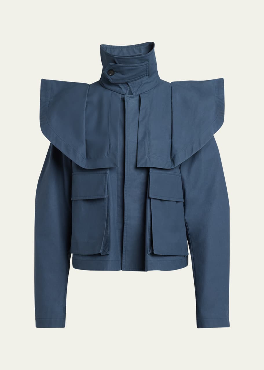 Image 1 of 1: Oversized Collar Cropped Trench Jacket