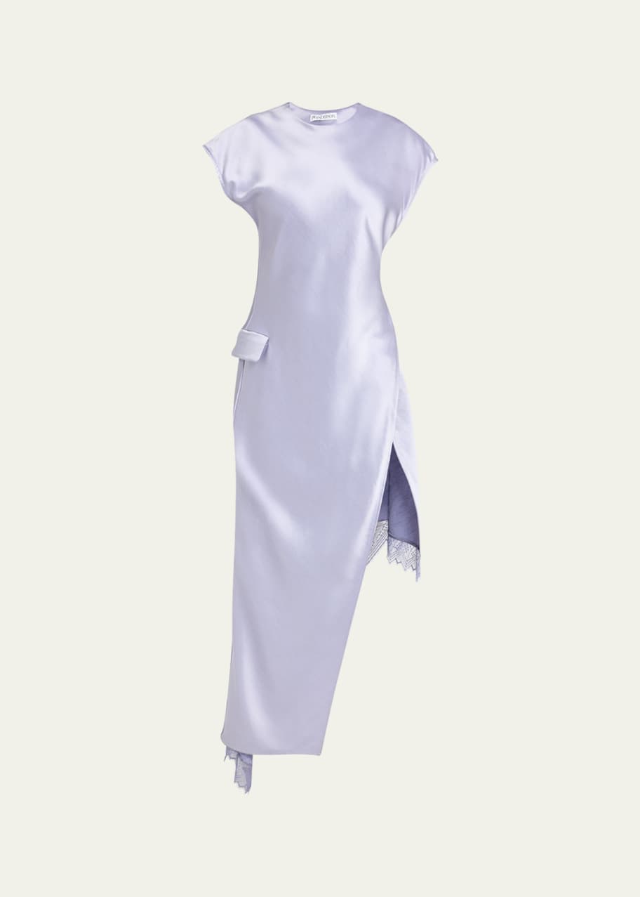 Image 1 of 1: Asymmetric Lace Trim Layered Dress