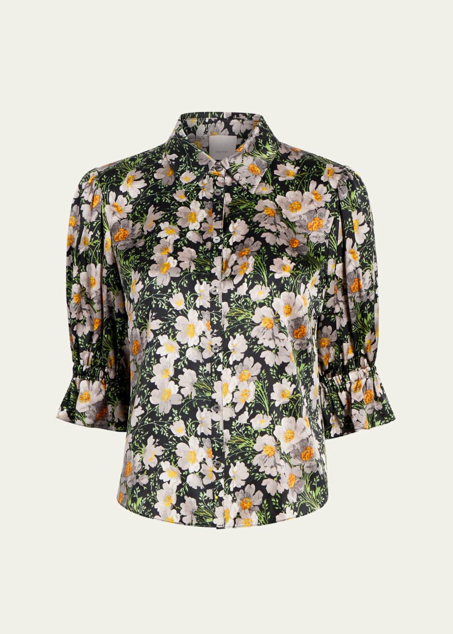 Image 1 of 1: Fiona Puff-Sleeve Cosmo-Flower Top