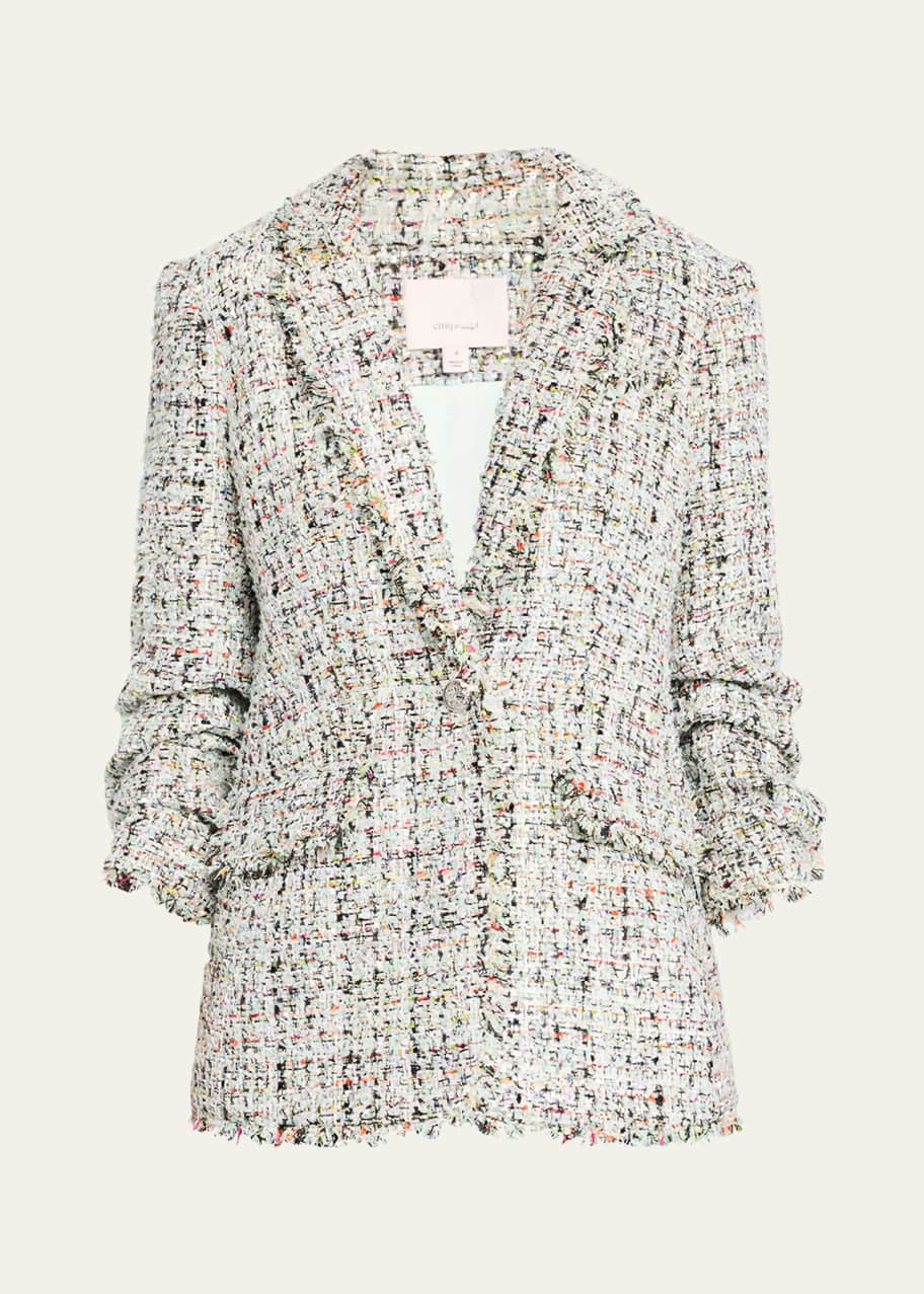 Image 1 of 1: Khloe Single-Breasted Boucle Blazer