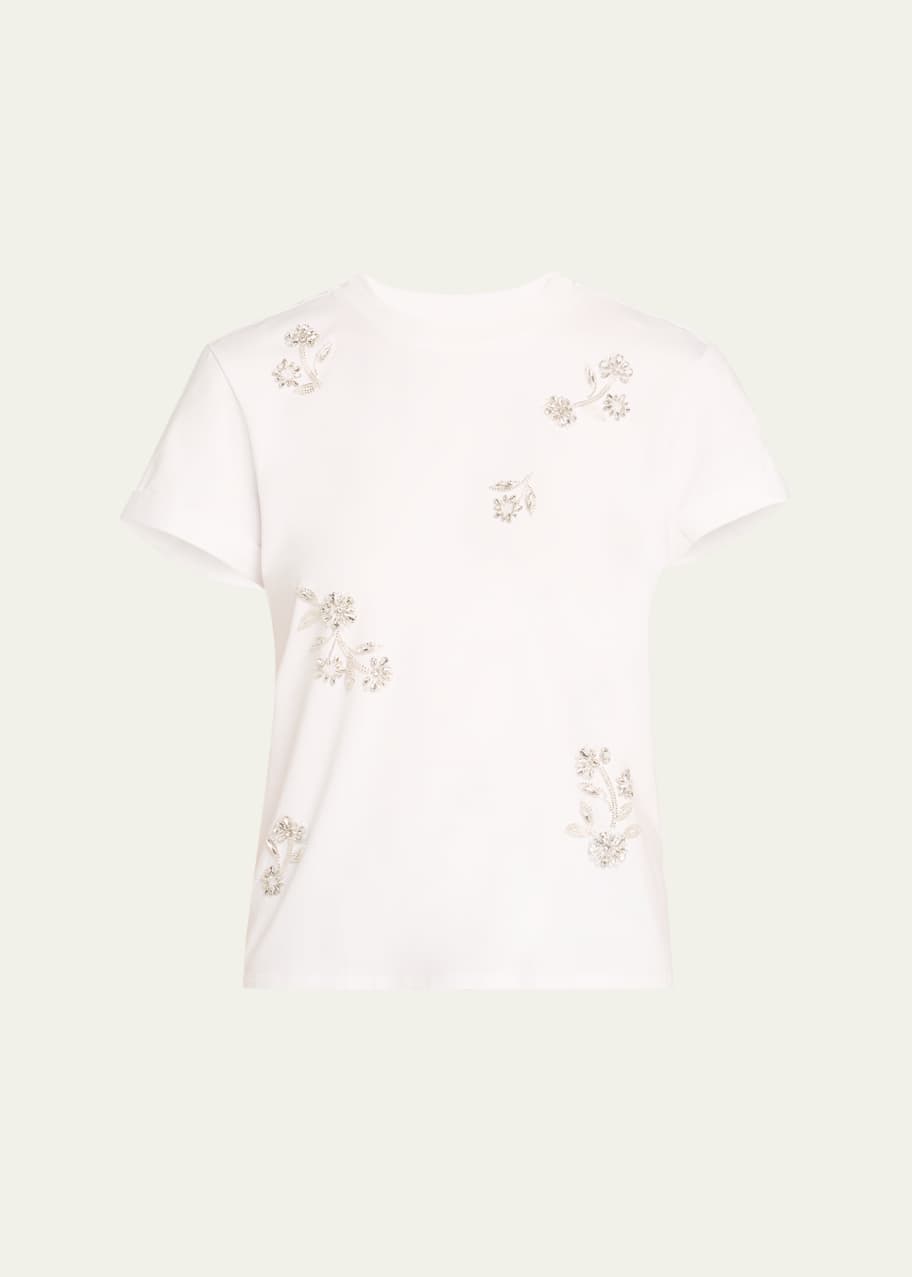 Image 1 of 1: Bree Short-Sleeve Rhinestone Vine Tee