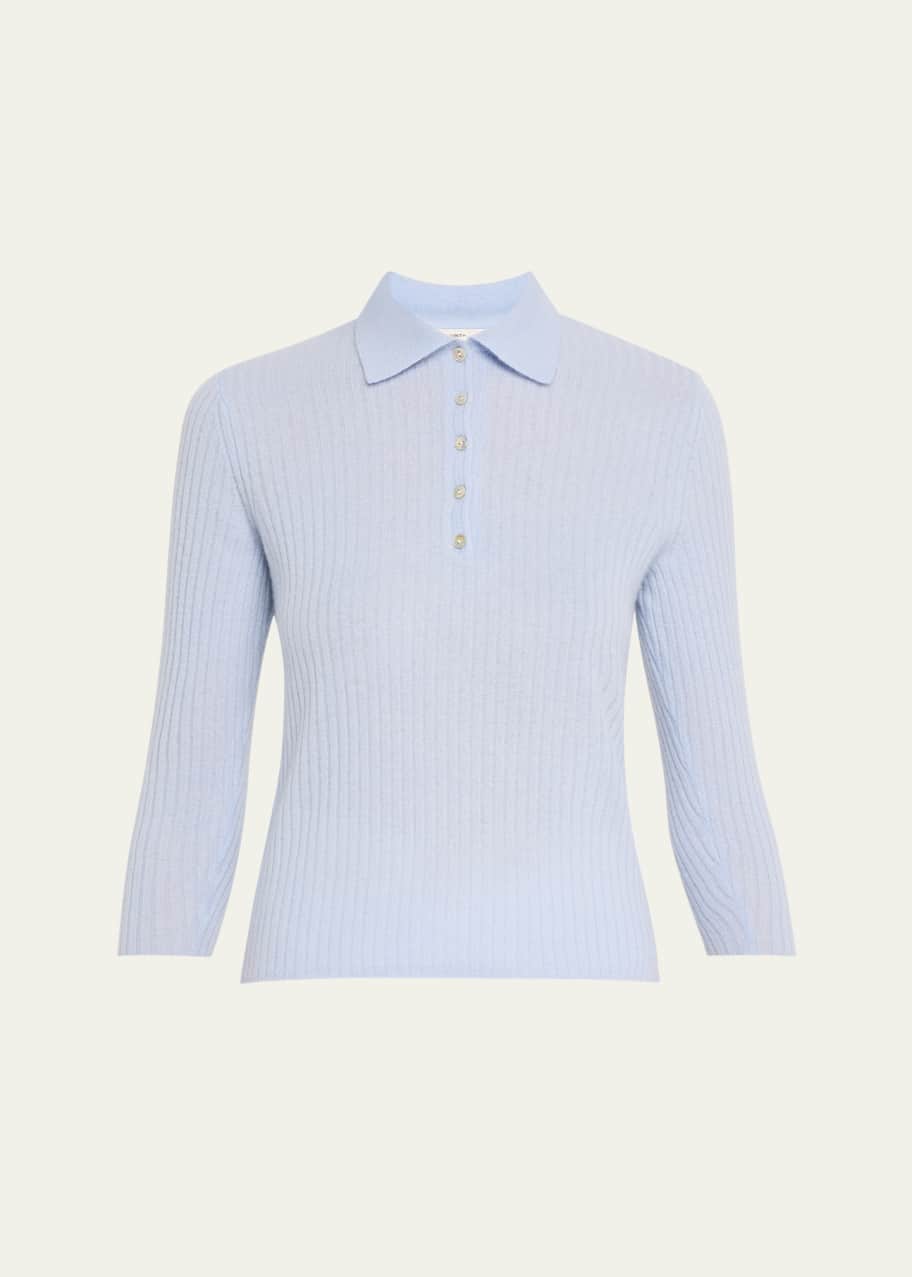 Image 1 of 1: Mulberry Silk-Blend Polo Top