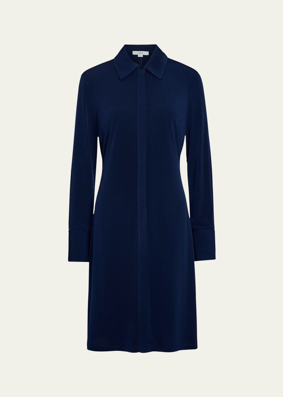 Image 1 of 1: Long-Sleeve Polo Shirtdress