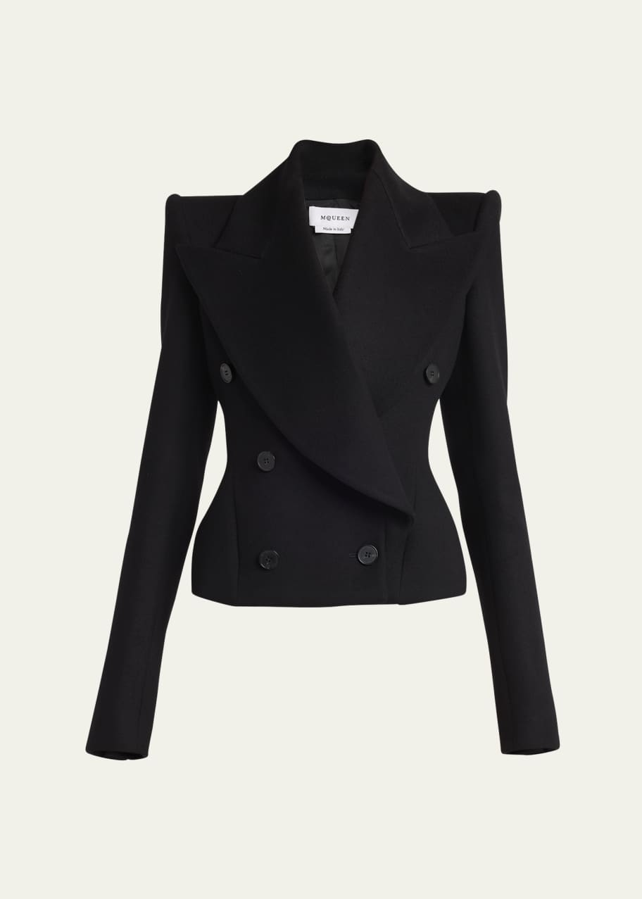 Image 1 of 1: Wrap Double-Breasted Wool Cashmere Blazer