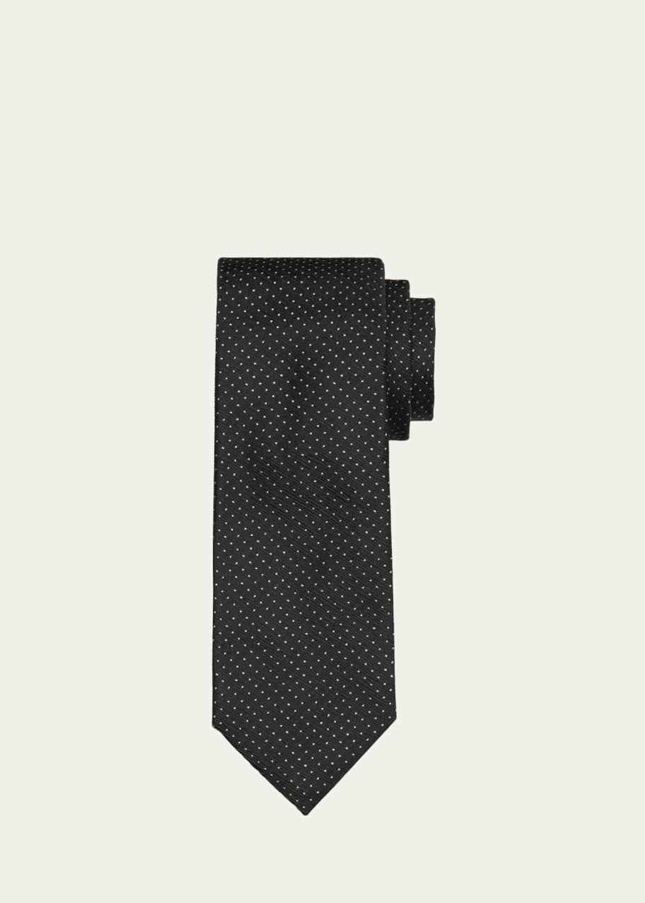 Image 1 of 1: Men's Polka Dot Mulberry Silk Tie