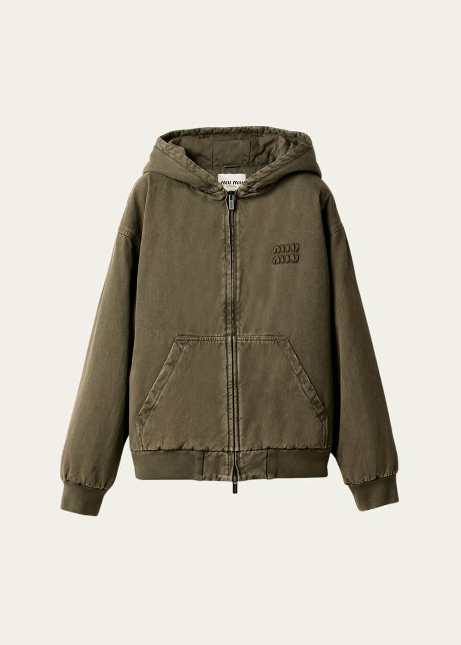 Image 1 of 1: Hooded Zip Up Bomber Jacket