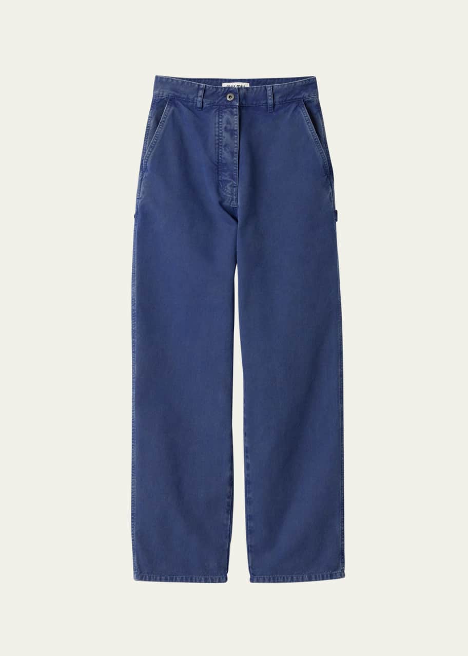 Image 1 of 1: Mid-Rise Fitted Cotton Pants