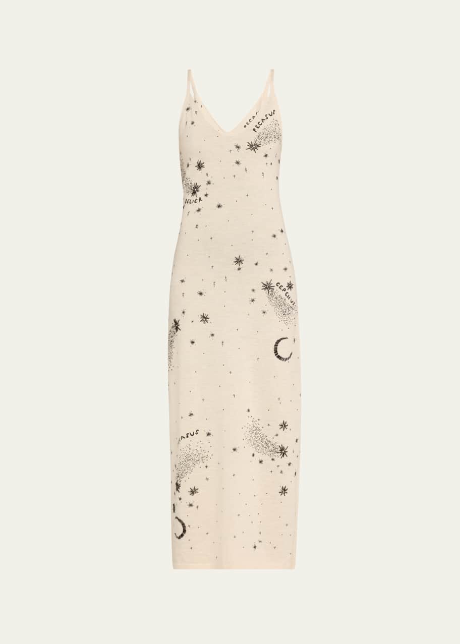 Image 1 of 1: Denise Constellation Beaded Llama Sweater Dress