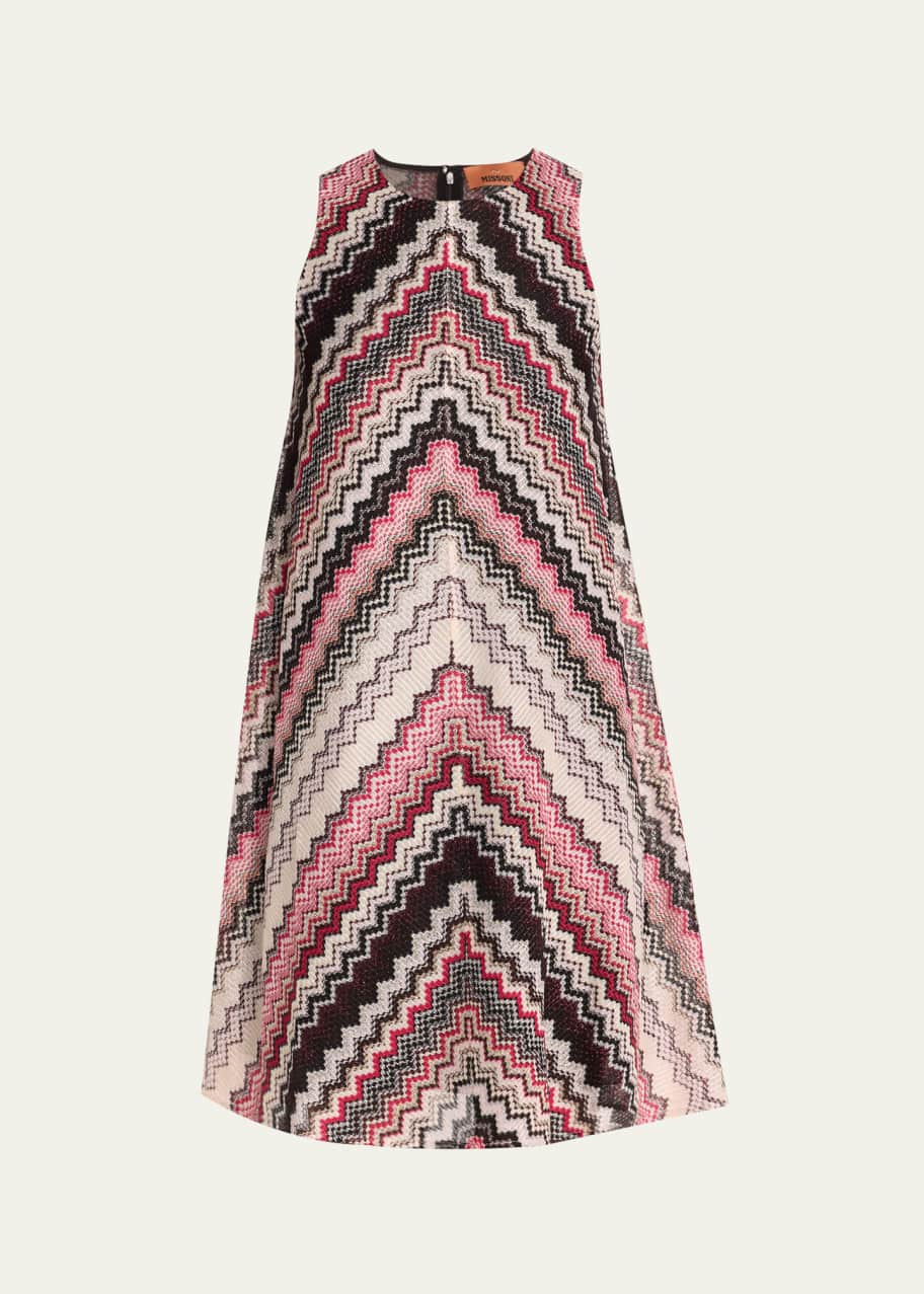 Image 1 of 1: Chevron Sleeveless Mini Shift Dress