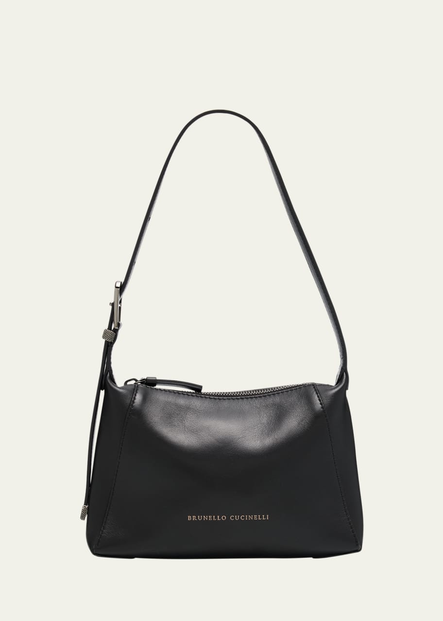 Image 1 of 1: Buckle Zip Leather Shoulder Bag