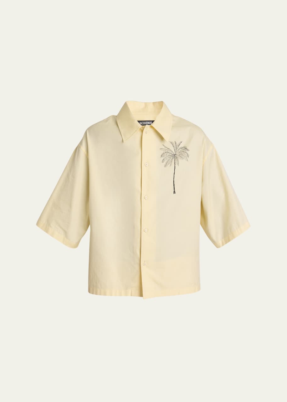 ★JACQUEMUS★ La Chemise de Nimes Aloe Short Sleeve Shirt Of Jacquemus Men's La Chemise Aloe Short-Sleeve Shirt