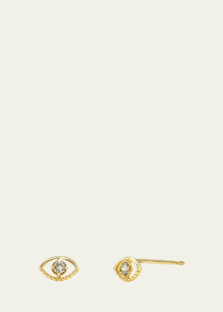 Image 1 of 1: 14K Yellow Gold Open Eye Diamond Stud Earrings