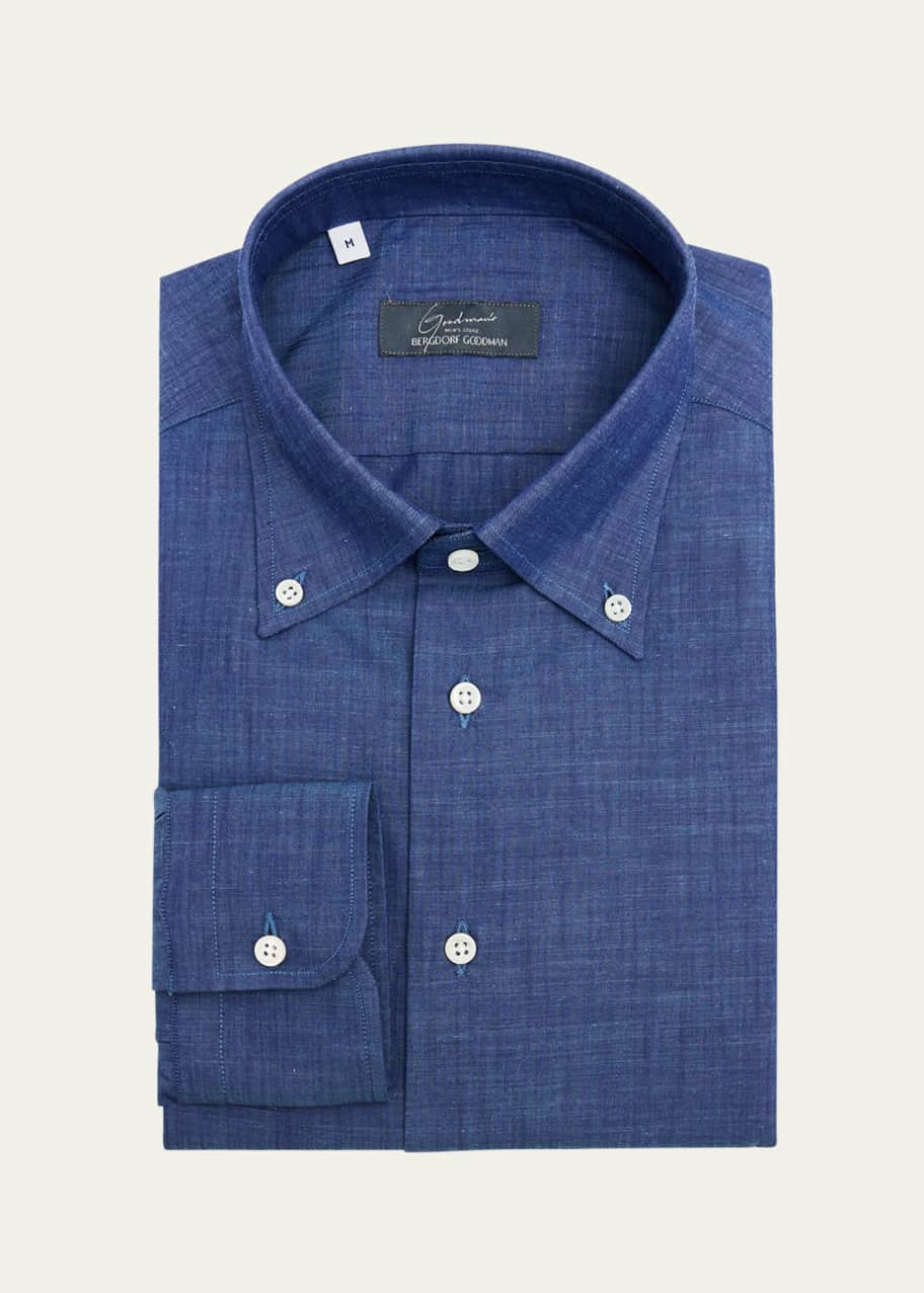 Image 1 of 1: Men's Cotton Button-Collar Sport Shirt