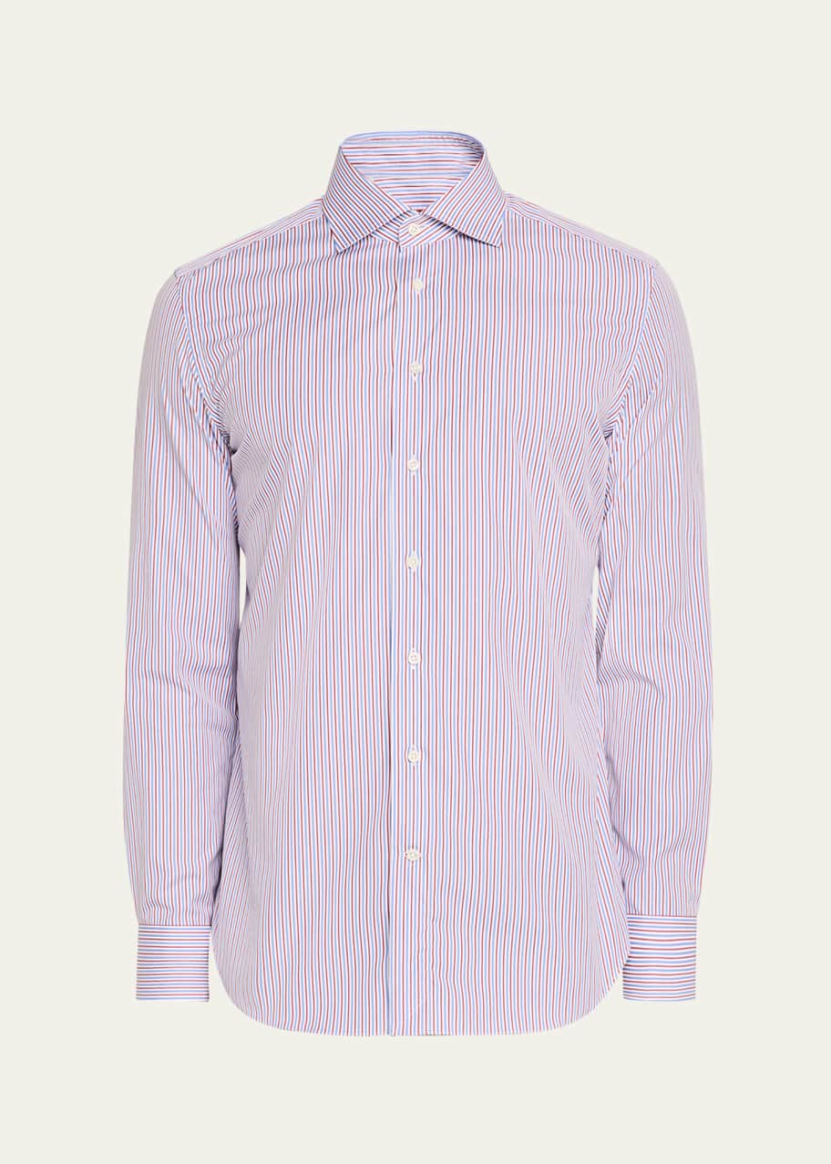 Image 1 of 1: Men's Cotton Multi-Stripe Dress Shirt