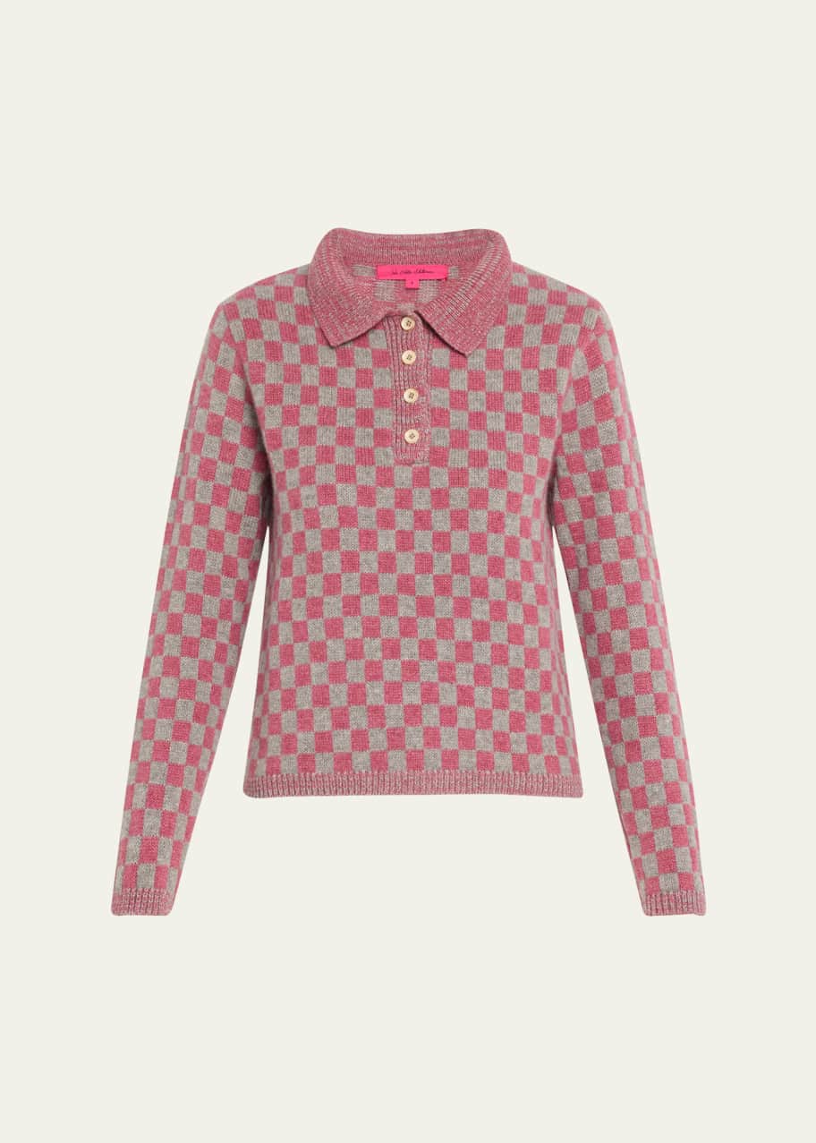 Image 1 of 1: Checkered Polo Cashmere Sweater