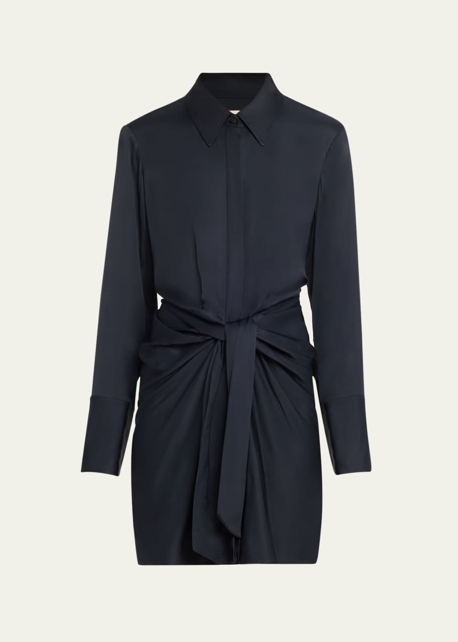 Image 1 of 1: Mia Draped Satin Shirtdress