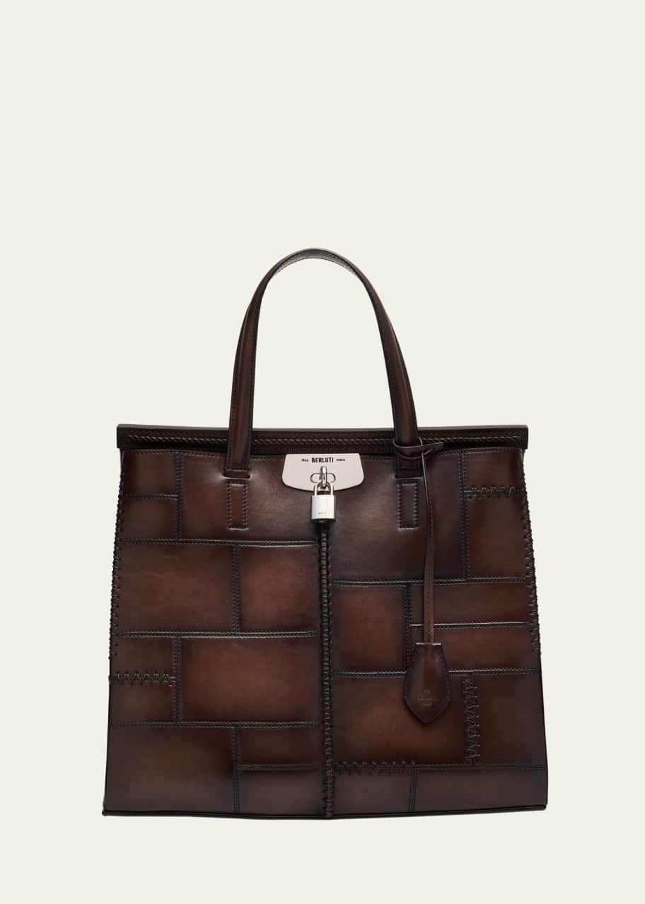 バッグ Berluti La Paritition Leather Tote Bag Berluti Men's Luti 38 Patchwork Venezia Leather Tote Bag