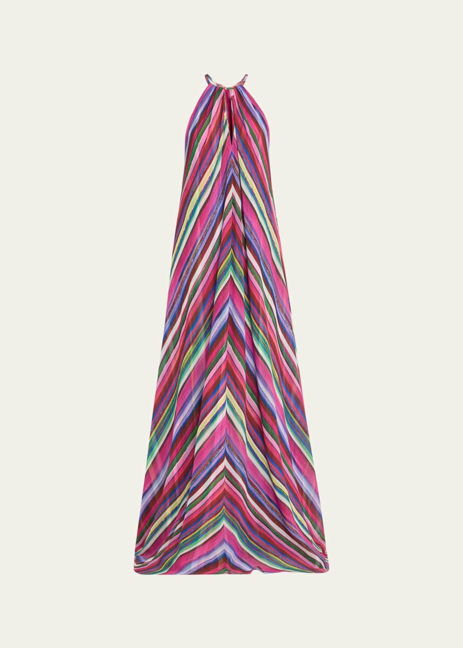 Image 1 of 1: Striped Georgette Trapeze Gown