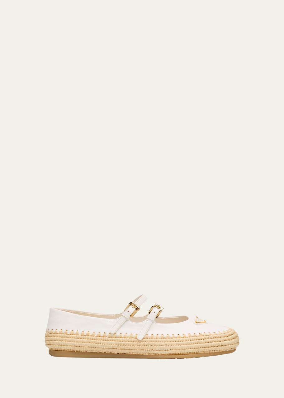 Prada Leather Dual Mary Jane Ballerina Espadrilles - Bergdorf Goodman