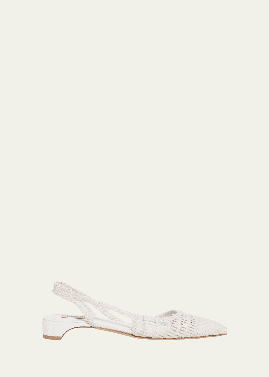 Image 1 of 1: Perro Woven Leather Slingback Ballerina Flats