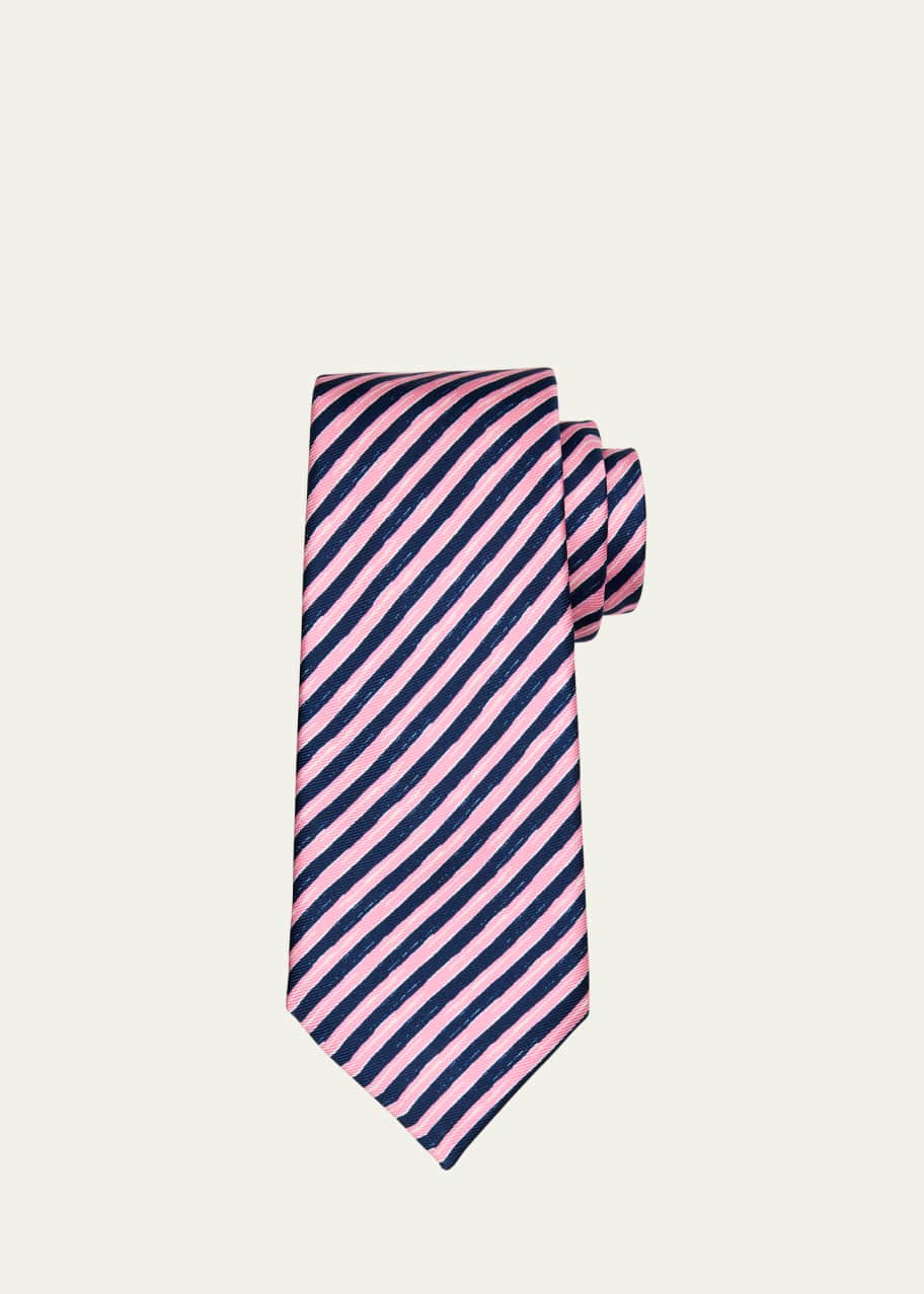Image 1 of 1: Men's Watercolor Stripe Silk 7-Fold Tie